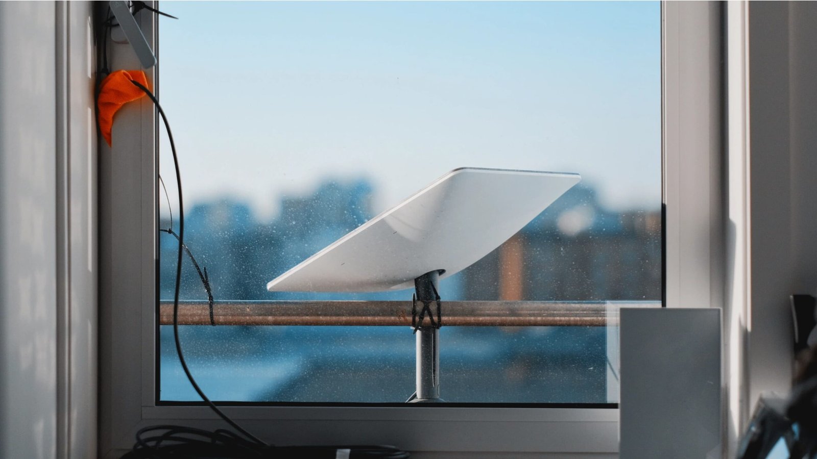 starlink dish mounted from a window